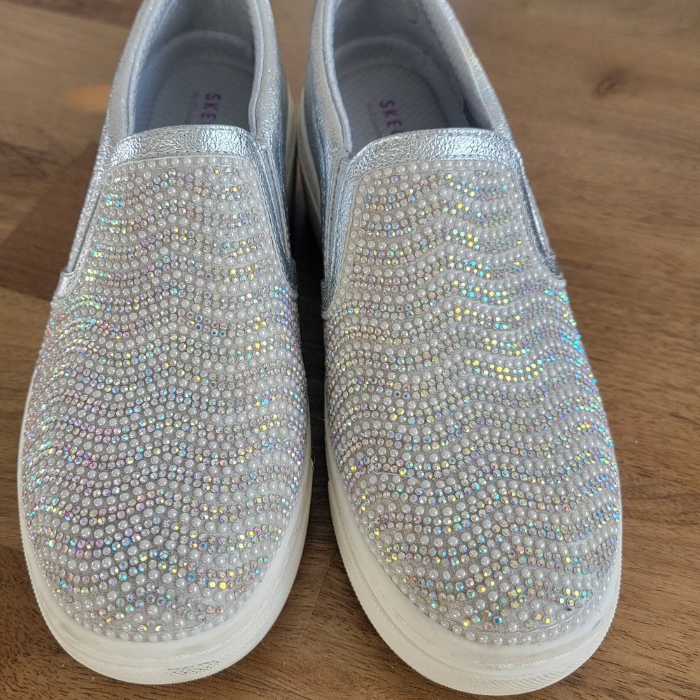 Skechers Double Up Platform Pearl and Sparkle Slip-on Sneakers
